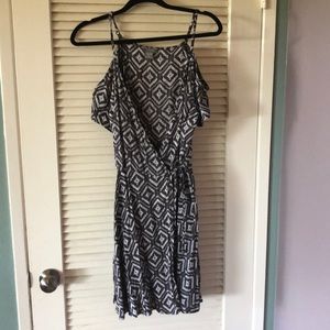 Geo Print Cold Shoulder Wrap Dress